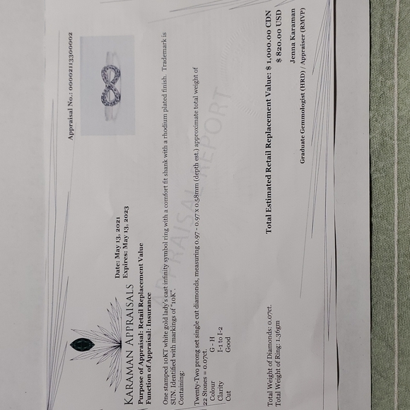 CERTIFIED 14kt White Gold, 22-Stone Diamond Infinity Ring - Picture 7 of 11